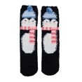 thumbnail image 1 of Penguin With Scarf & Beanie Adult Black Fuzzy Crew Socks, 1 of 2