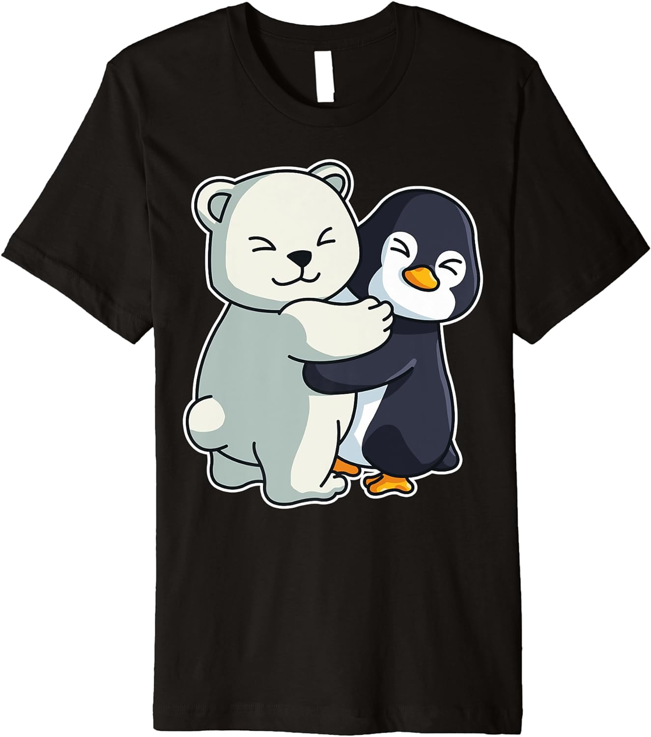 Penguin and Polar Bear Cute Arctic Zoo Animals Hugging Premium T-Shirt ...