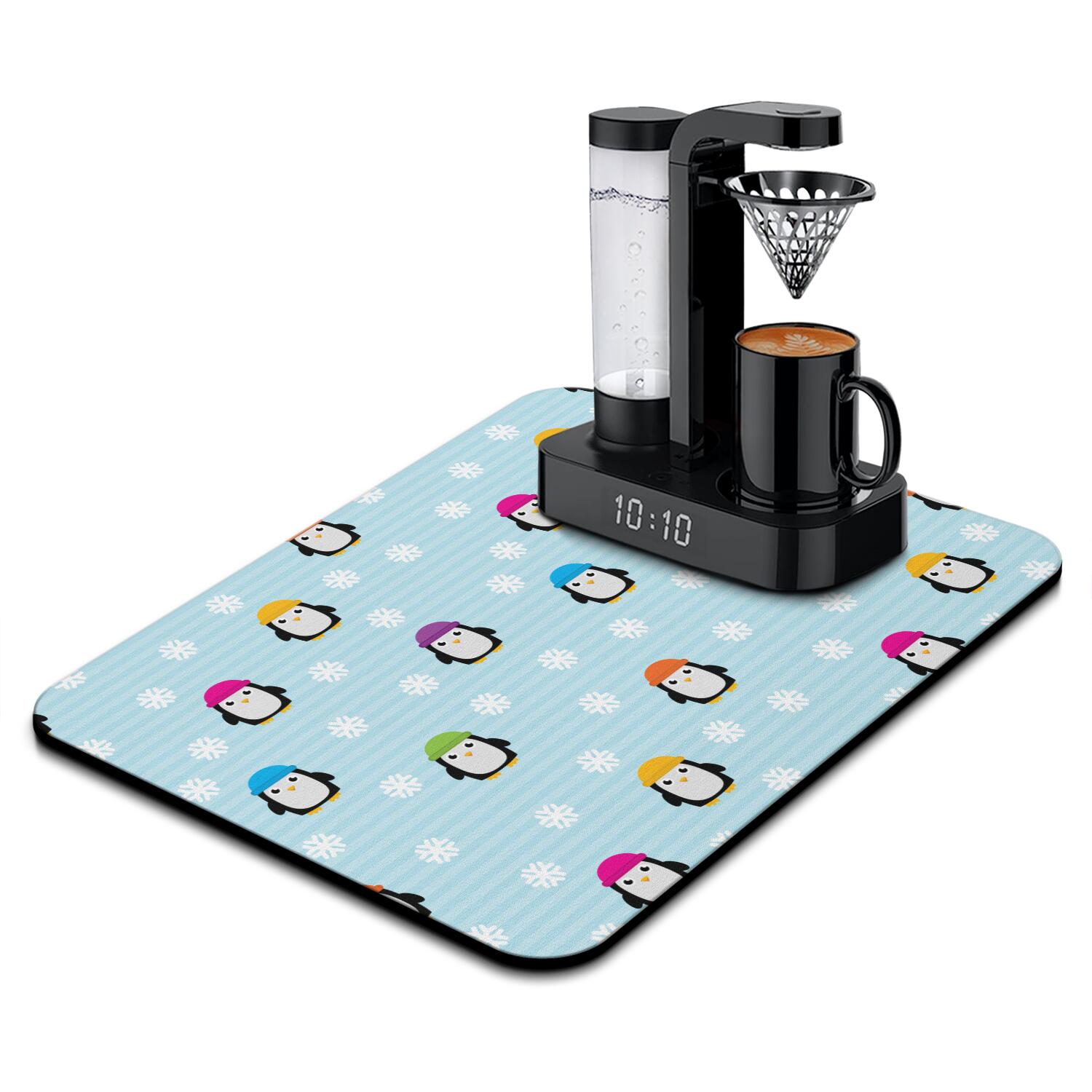 Penguin and Sun Coffee Mat - Minimalist Design, Strong Absorption and ...