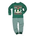 thumbnail image 1 of Penguin on Ice Ugly Christmas Sweater Toddler Long Sleeve Top Striped Pants Pajama Set, 1 of 2