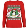 thumbnail image 1 of Penguin on Ice Ugly Christmas Sweater Womens Long Sleeve T Shirt, 1 of 1