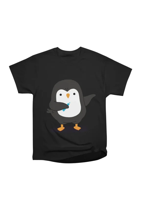Penguin with pencil T-Shirt Tee Gift For Him Merch For Her Apparel For Friend