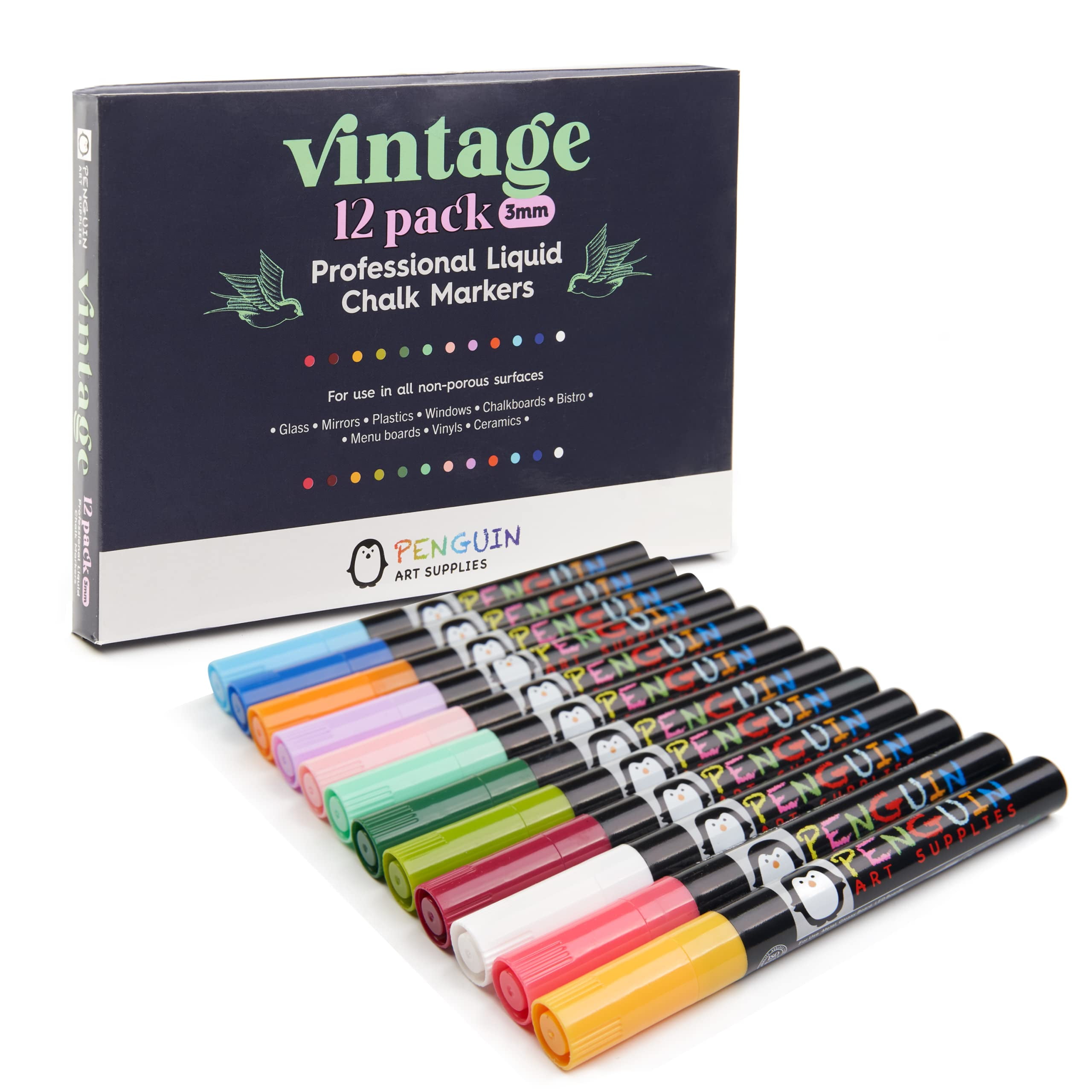 Liquid Chalk Markers - Set of 8 6 mm Fine Tip Chalk Pen + Free 24x Chalkboard Stickers, Other