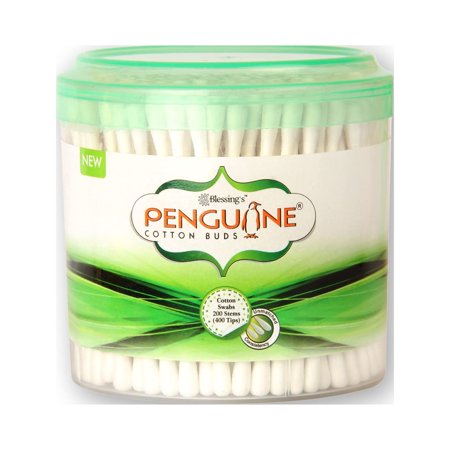 Penguine Paper Stem Cotton Ear Buds/Swabs |200 Stems| 400 Swabs Multipurpose Double Tip Cotton Earbuds/Swabs (Pack Of 1)
