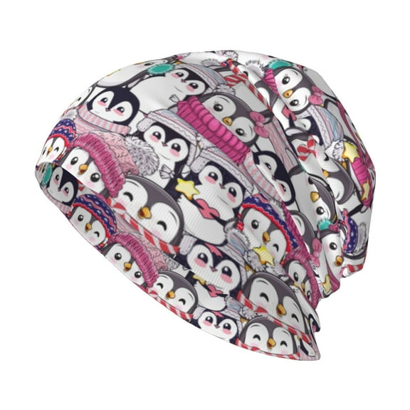 Penguins Beanie Hat Warm Skull Cap Adult Knitted Hat Baggy Slouchy Chemo Cap for Women Men