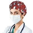 thumbnail image 1 of Penguins Bouffant Caps with Button and Sweatband, Adjustable Scrub Caps hat for Women Men, 1 of 5