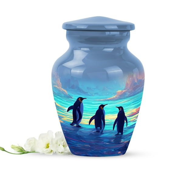 Penguins Cremation Urn For Humans, Small Little Urns For Human Ashes Uncle And Aunty, Miniature Urn For Man And Woman, Memorial Urns And Keepsake For Ashes, 3 Inch