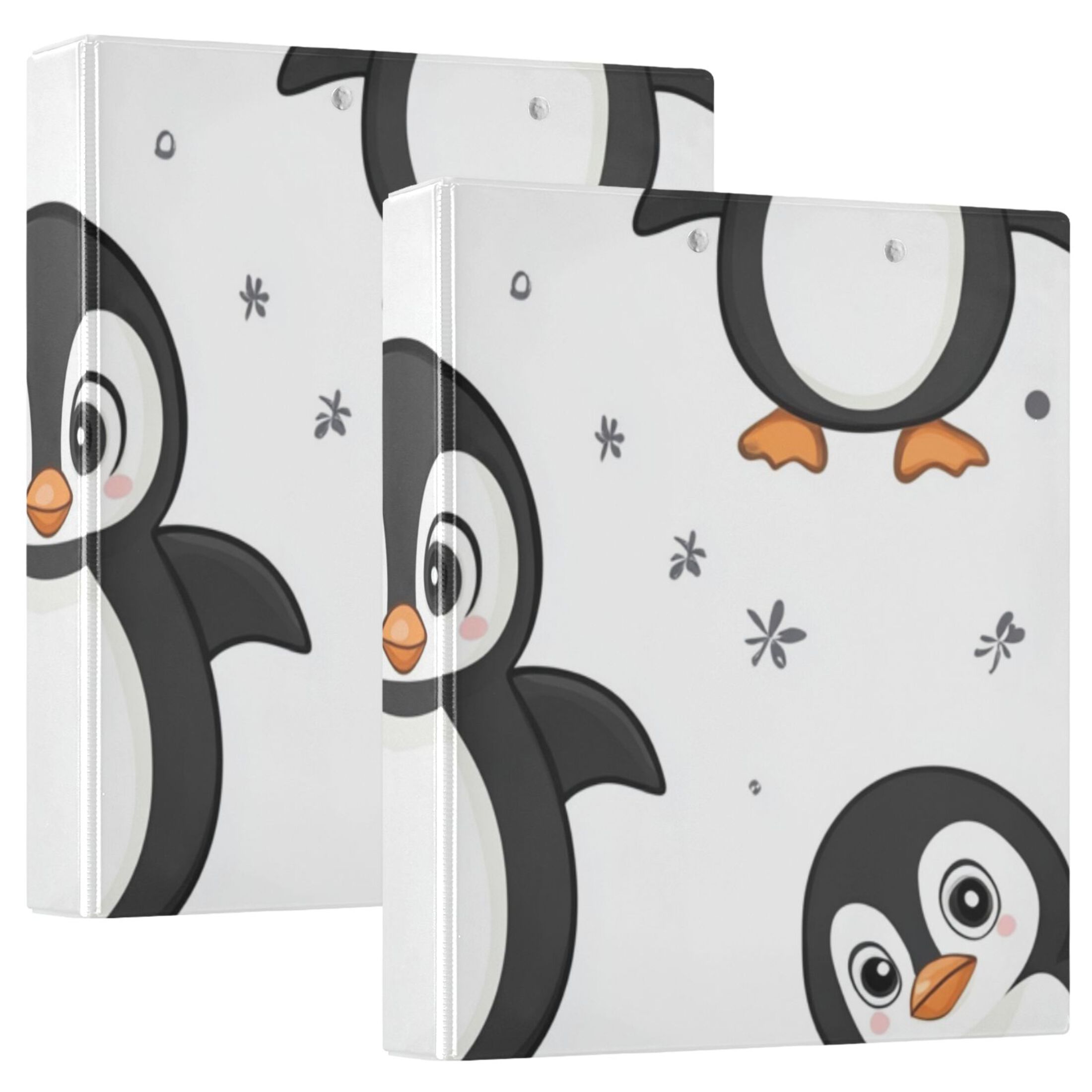 Penguins Cute 3 Ring Binders 1.5 inch Hardcover File Folders with Interior Pockets A4 Size Organizer for School Office Hospital