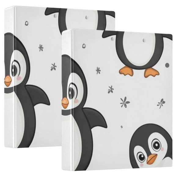 Penguins Cute 3 Ring Binders 1.5 inch Hardcover File Folders with Interior Pockets A4 Size Organizer for School Office Hospital