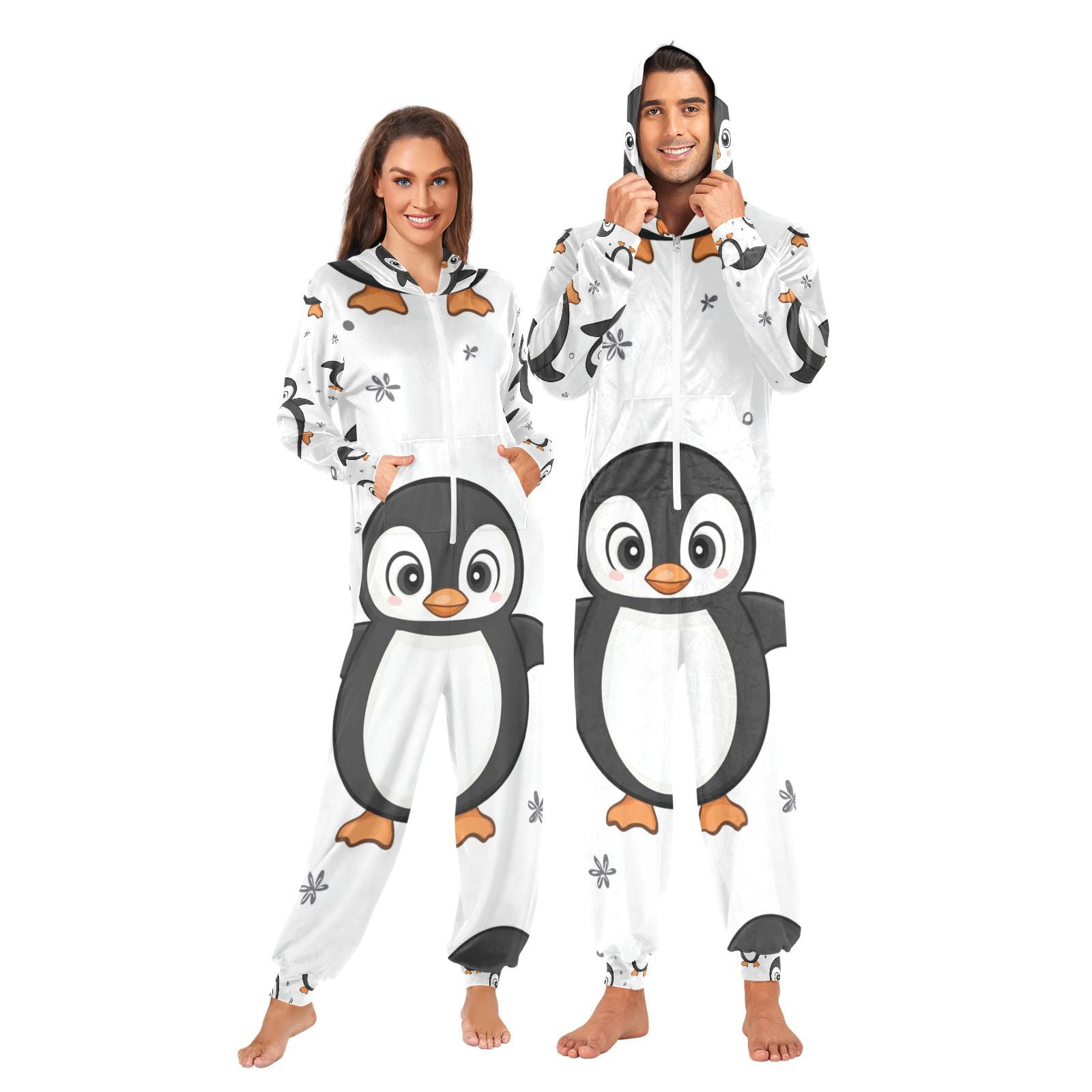 Penguins Cute Adult Onesie Pajamas Slim Fit Christmas One Piece Suit ...