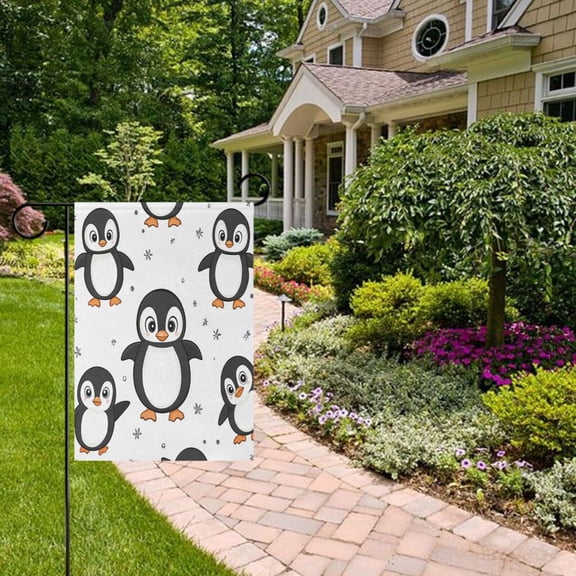 Penguins Cute Garden Flag Double Sided 12 x 18 Inch Outside Yard Decoration Outdoor Flag