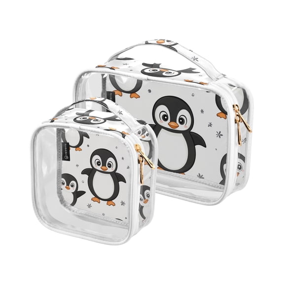 Penguins Cute Makeup Bags Set Travel Toiletry Bags Portable Cosmetic Bags Organizer Waterproof 2 Packs