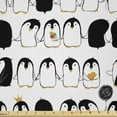thumbnail image 1 of Penguins Fabric by The Yard, Nursery Themed Cartoon Arctic Animals Holding Hands, Microfiber Fabric for Arts and Crafts Textiles & Decor, 1 Yard, Black Grey, by Ambesonne, 1 of 1