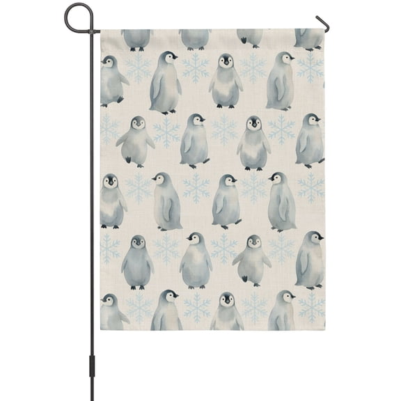 Penguins House Flags For Outdoor, Winter Animal Snowflake Nature Small Double Side Yard Flags Weather Proof House Decor for Lawn Outside Holiday 28 x 40 Inches