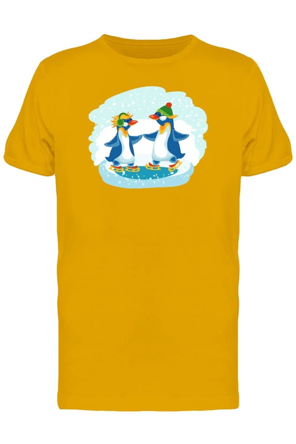 Penguins Ice Skating Cartoon T-Shirt Men -Image by Shutterstock, Male Large