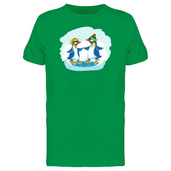 Penguins Ice Skating Cartoon Tee Men's -Image by Shutterstock