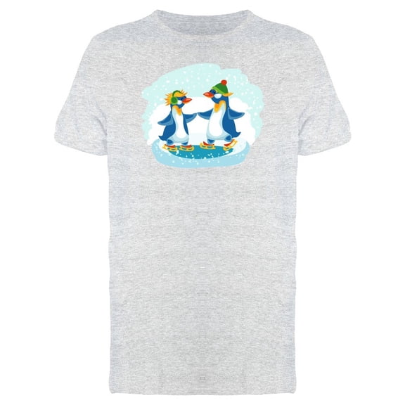 Penguins Ice Skating Cartoon Tee Men's -Image by Shutterstock