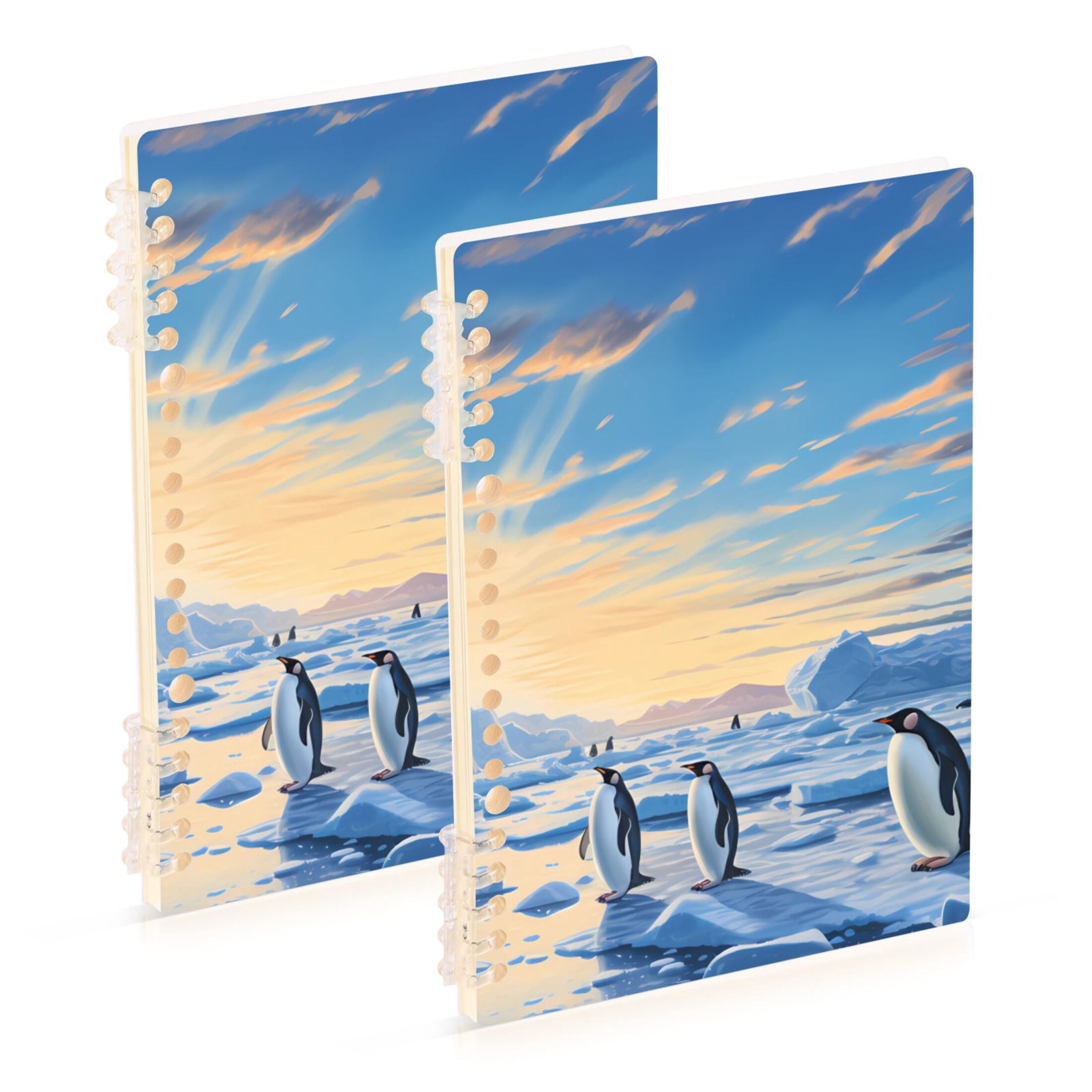 Penguins Iceberg Sky Ring Binder Notebook Journey Note Diary College ...