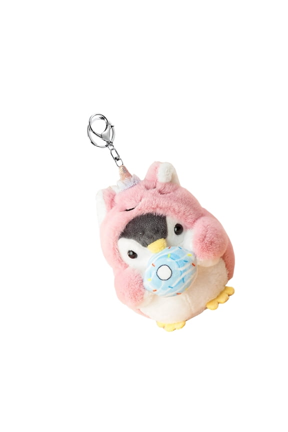 Penguins Key Chain For Daily Use Soft Plush Keyring Stylish Backpack Charm with Metal Rings Purse Decoration