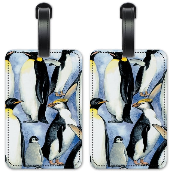 Penguins - Luggage ID Tags / Suitcase Identification Cards - Set of 2