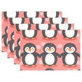 thumbnail image 1 of Penguins in Pink 12×18 inch Placemats Heat Resistant Washable Foldable Rectangular Placemats Set Decoration Indoor Outdoor for Kitchen Dining Table 6PCs, 1 of 8