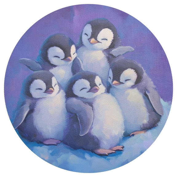 Penguins Plush Absorbent 15.4in Diameter PVC Plate Mat, Heat-Resistant and Cuttable, Kitchen Decor