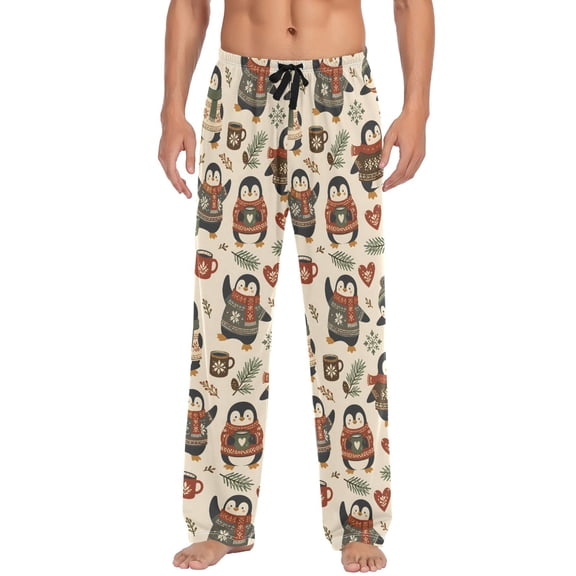 Penguins Snowmen Christmas Men's Pajama Pants Lightweight Pjs Bottoms Sleepwear Bottom Pants with Pocket Drawstring