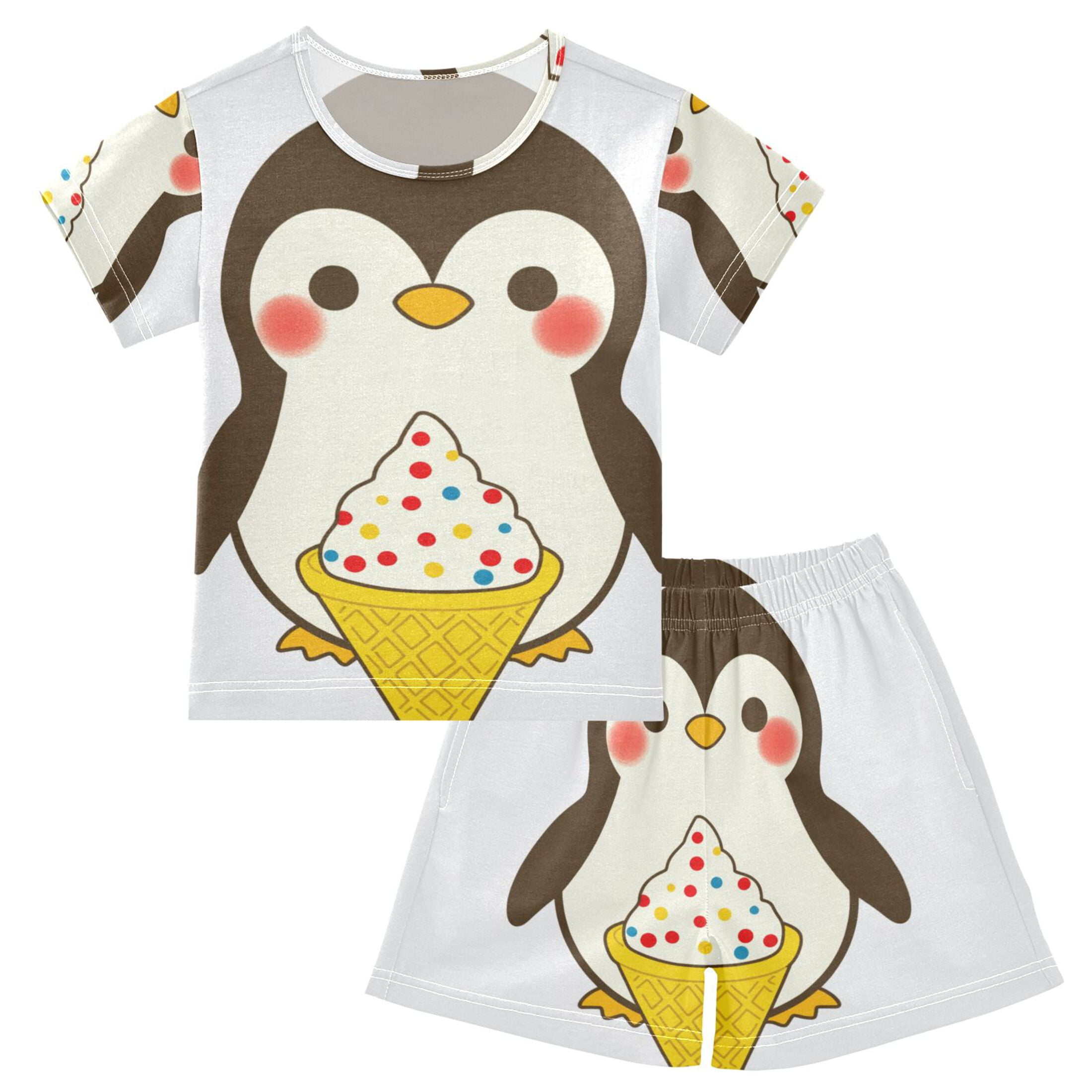 Penguins and Ice Cream Summer Pajama Set Soft Cotton Short