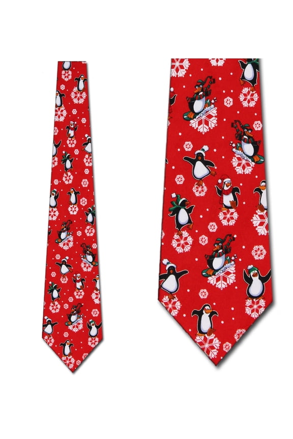 Penguins and Snowflakes Necktie Mens Tie by Tieguy