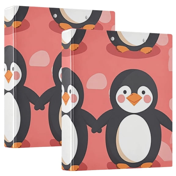 Penguins in Pink 3 Ring Binders 1.5 inch Hardcover File Folders with Interior Pockets A4 Size Organizer for School Office Hospital