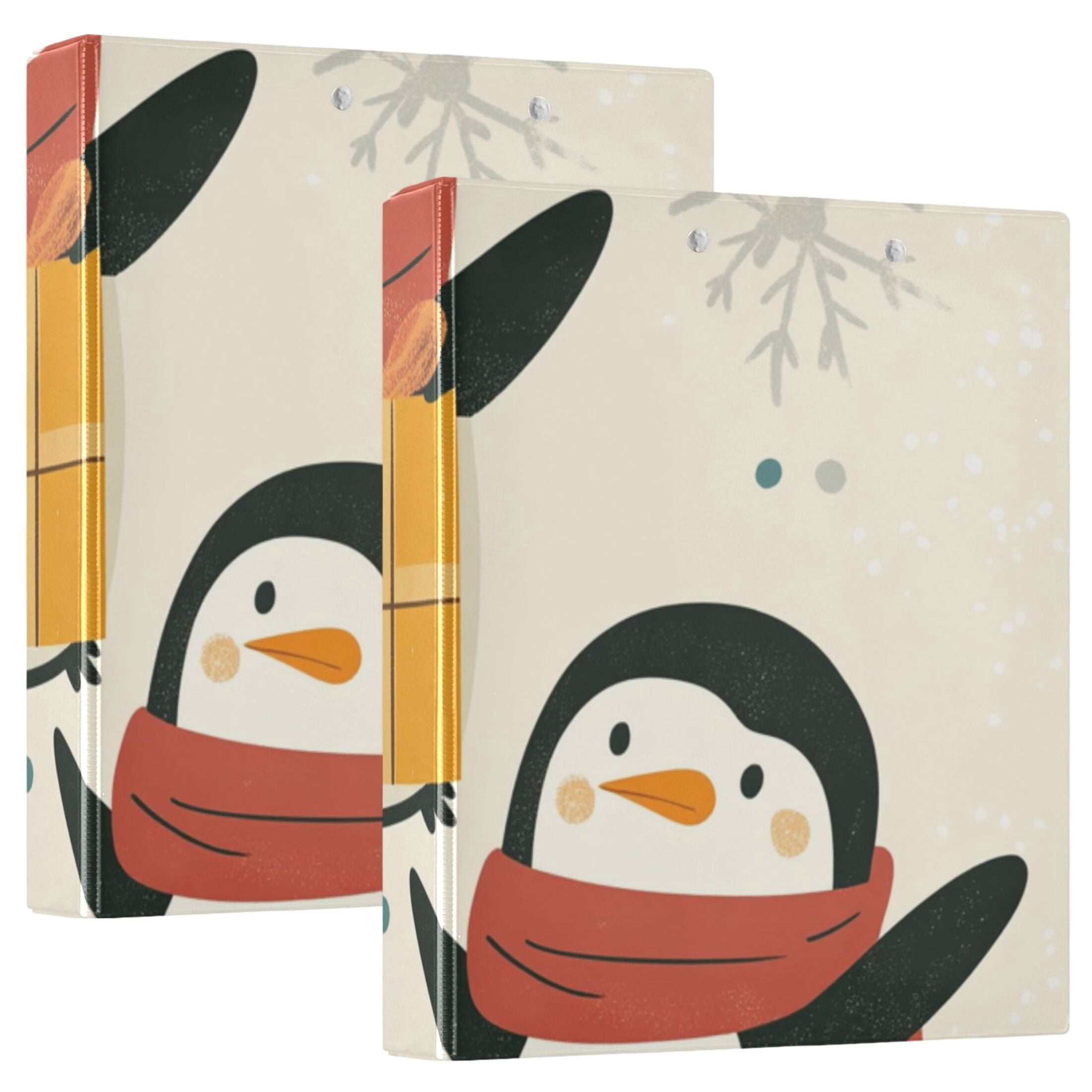 Penguins with Gifts 3 Ring Binders 1.5 inch Hardcover File Folders with Interior Pockets A4 Size Organizer for School Office Hospital