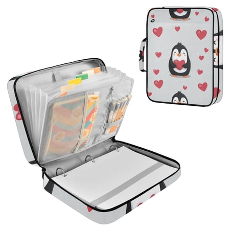 Penguins with Hearts Valentine Vector Accordion File Organizer Expanding File Folder 3-Ring Binder Bag 500 Sheets A4 Size price history and forecast - JSTELNEW