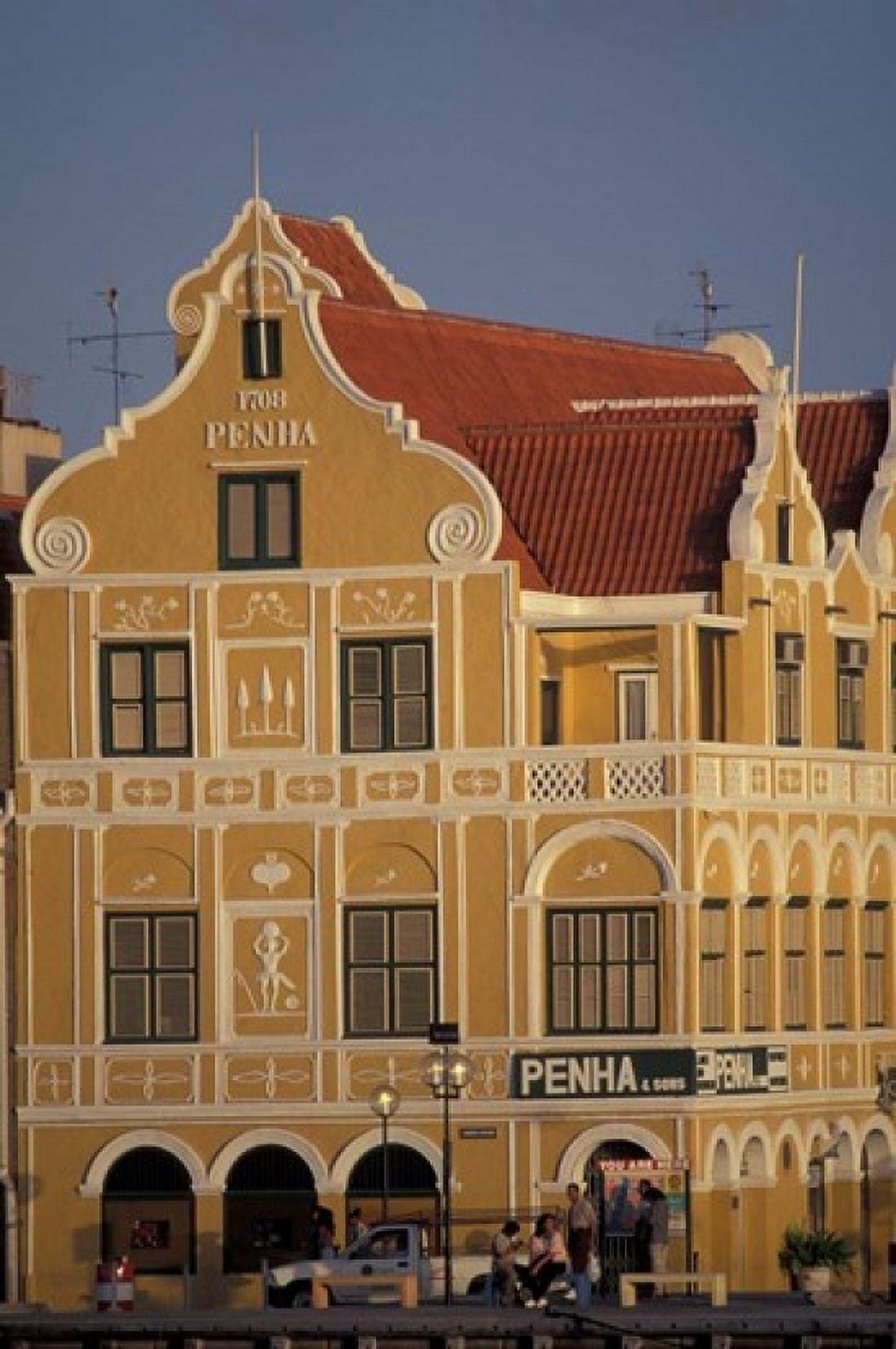 Penha and Sons Building Willemstad Curacao Caribbean Canvas Art - Robin Hill DanitaDelimont (18 x 27)