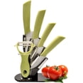 thumbnail image 1 of Peniguingy Ceramic Knife Set, 6 Piece Ceramic Cooking Knife Set with Holder,Ceramic Kitchen Chef Knife Ultra sharp Set,Vegetable Fruit Peeler, Rust Proof & Stain Resistant, Ergonomic Handles (Green), 1 of 7