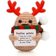 thumbnail image 1 of Peniguingy Christmas Crochet Potato, Positive Crochet Animals with Message, Handmade Gifts with Antlers and Plaid Scarf, Funny Xmas Decorations (Christmas Potato), 1 of 6