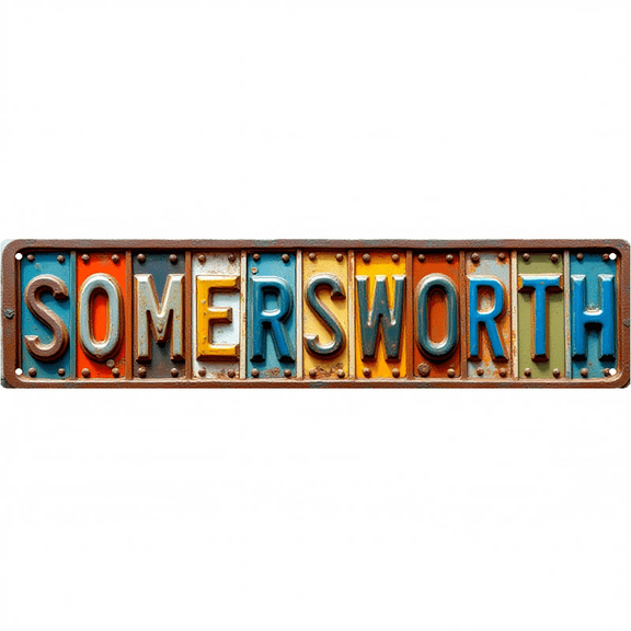 Peninsula Street Tin Sign 16*4 Inch "SOMERSWORTH" Wall Art for Beach House Patio Bar Vintage Decor