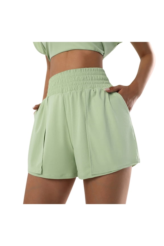 2 in 1 Flowy Athletic Shorts for Women Casual Running Athletic Shorts Workout Active Yoga Shorts with Pockets XL Green