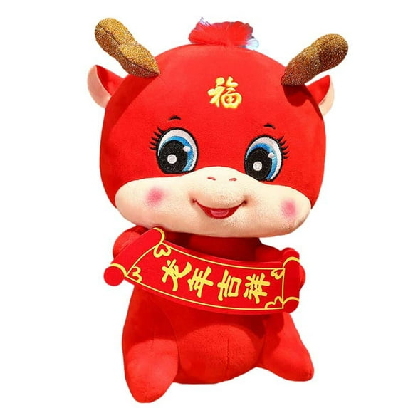 Penkiiy 2024 Chinese New Year Decorations, Year of The Dragon 2024 Spring Festival Decor, Lunar New Year Dragon Stuffed Animal Plush Toy, Soft Red Dragon 2024 Mascot Zodiac Toys, 7.9 inches