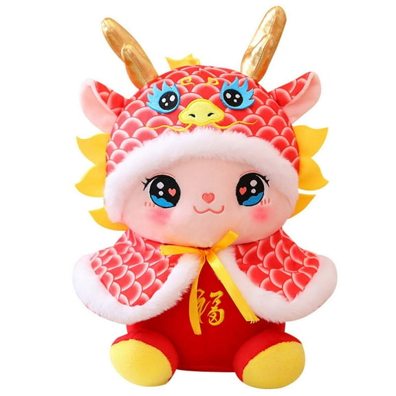 Penkiiy 2024 Chinese New Year Decorations, Year of The Dragon 2024 Spring Festival Decor, Lunar New Year Dragon Stuffed Animal Plush Toy, Soft Red Dragon 2024 Mascot Zodiac Toys, 7.9 inches