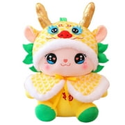 Penkiiy 2024 Lunar Dragon Stuffed Animal Plush Toy, Chinese Lunar New Year Zodiac Dragon Animal Ornament Mascot Plush Dragon Stuffed Lucky Doll for Spring Festival Gift Home Office Decor