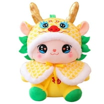 Penkiiy 2024 Lunar Dragon Stuffed Animal Plush Toy, Chinese Lunar New Year Zodiac Dragon Animal Ornament Mascot Plush Dragon Stuffed Lucky Doll for Spring Festival Gift Home Office Decor