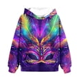 thumbnail image 1 of Penkiiy 2024 Mardi Gras Hooded Sweatshirt for Boys Girls Daily Tshirt Long Sleeve Sweatshirt Mask Print Top Carnival O Neck Casual Hooded Sweatshirt 7 Years Purple, 1 of 4