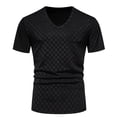 thumbnail image 1 of Penkiiy 2024 Men Casual Solid Fashion Pullover V-neck Short Sleeve T Shirt Blouse S Black, 1 of 8