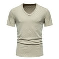 thumbnail image 1 of Penkiiy 2024 Men Casual Solid Fashion Pullover V-neck Short Sleeve T Shirt Blouse S Khaki, 1 of 8