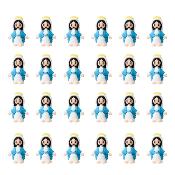 Penkiiy 24 Pcs Little Mary Figures , Mini Mary Figurines in Bulk Classic Religious Christ Savior Mary Decor for Baptism Sunday Easter Egg Stuffers
