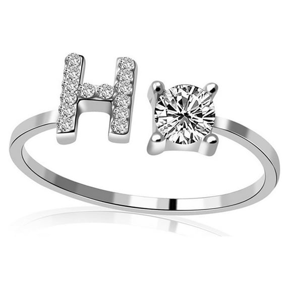 Penkiiy 26 Letters Rings for Women - Diamond Rhinestone Studded Zirconia Open Adjustable Rings Jewelry Accessory Gifts