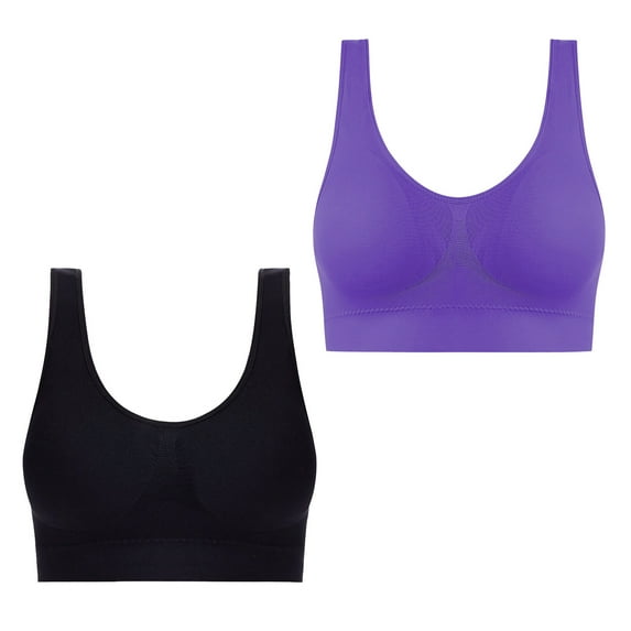 Penkiiy 2PC Push Up Bras for Women No Underwire Plus Size Comfort Breathable Full Coverage Padded Bralette Soft Everyday Bra L Purple