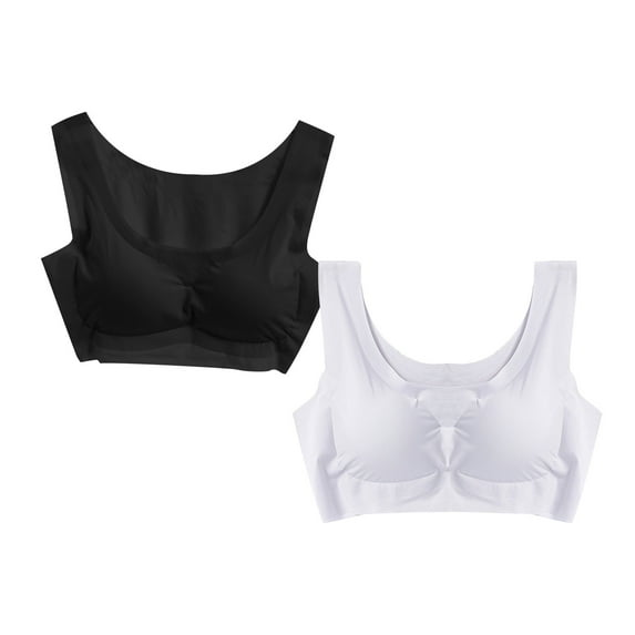 Penkiiy 2PC Women Wirefree Bras for Women Full Coverage No Underwire Everyday Bras Comfortable Wireless Padded Bras 2XL Gray