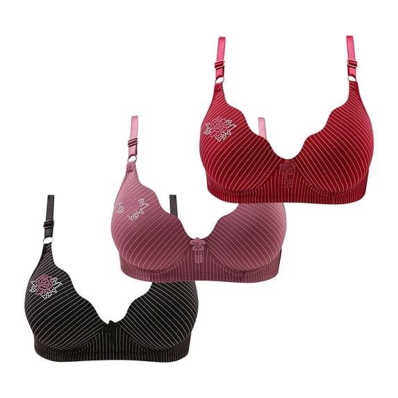 Penkiiy 3 Pack Push Up Bras for Women No Underwire Soft Comfort Bras Full Coverage Plus Size Everyday Bra High Support Sports Bras Purple