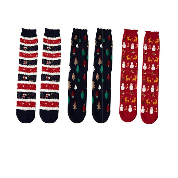 Penkiiy 3 Pairs Christmas Socks Men Women Xmas Holiday Socks Bulk Unisex Novelty Christmas Crew Socks Colorful Funny Xmas Socks Unisex Christmas Casual Socks Red